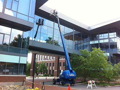 Window Cleaning with a 60' Aerial Boom Lift