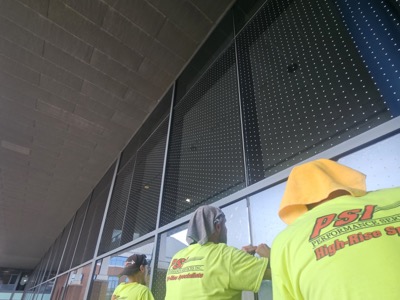 PSI installation crew applying Feather Friendly Bird Dot System