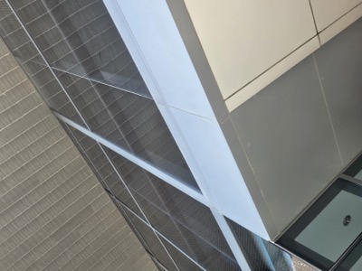 Wide view of Feather Friendly Bird Dot System building coverage