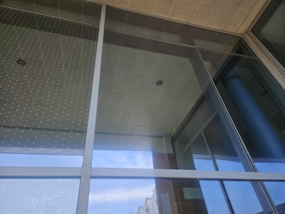 Comparison of treated and untreated glass with Feather Friendly Bird Dot System